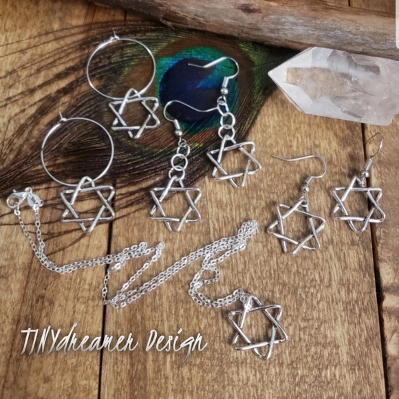 Hanukkah STAR of David earrings Silver Festival of Lights Bar Mitzvah Gift idea - Picture 10 of 10